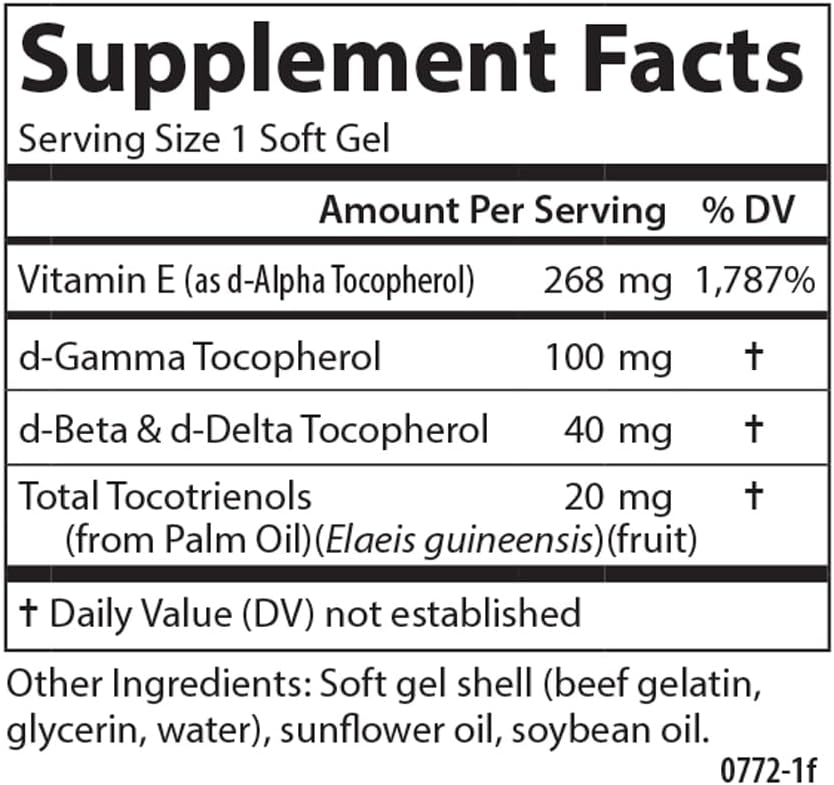 Carlson - E-Gems Elite, 400 IU Vitamin E with Tocopherols &amp; Tocotrienols, Vitamin E Capsules, Heart Health &amp; Optimal Wellness, Antioxidant, Vitamin E Supplement, 240 Softgels