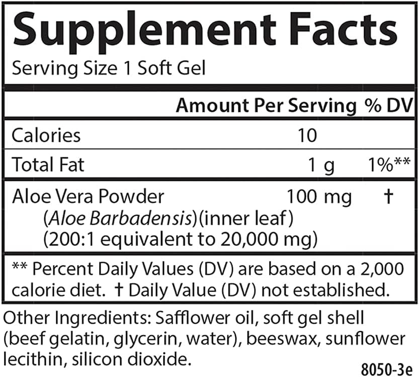 Carlson - Golden Aloe, 100 mg (200:1 Concentrate), Digestive Support &amp; Colon Health, Optimal Wellness, 60 Softgels