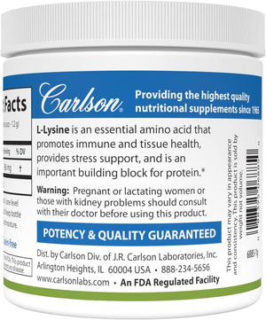 Carlson - L-Lysine Powder, Free-Form Amino Acid, 960 mg, Supports Healthy Tissue & Muscle Development, 3.53 oz (100 g)