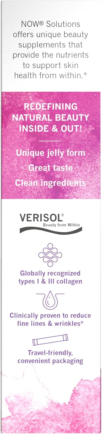 NOW Foods Solutions, Collagen Jelly Beauty Complex, Sweet Plum Flavor, 10 Jelly Sticks