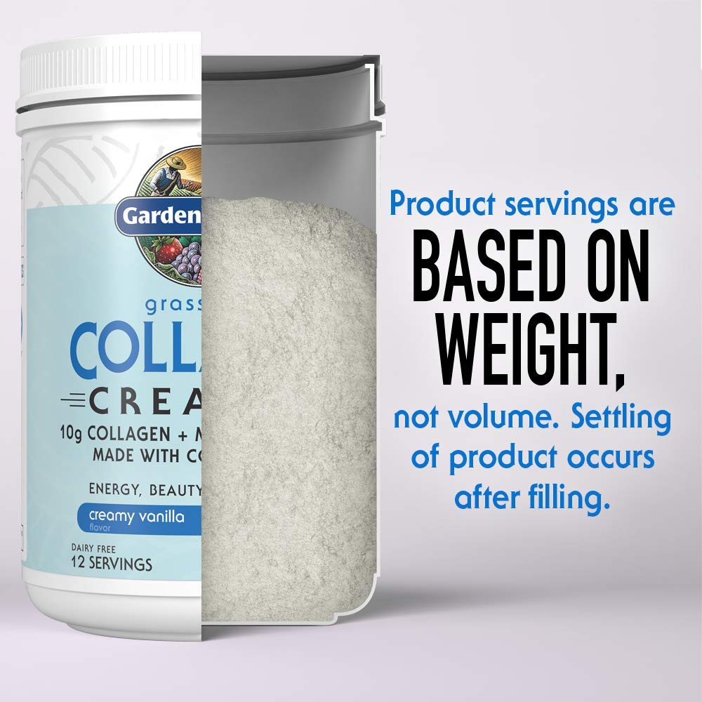 Garden of Life Grass Fed Collagen Creamer Powder - Vanilla, 12 Servings, Collagen Powder for Coffee Energy Beauty Joints, Coconut MCTs, Keto Protein Supplements