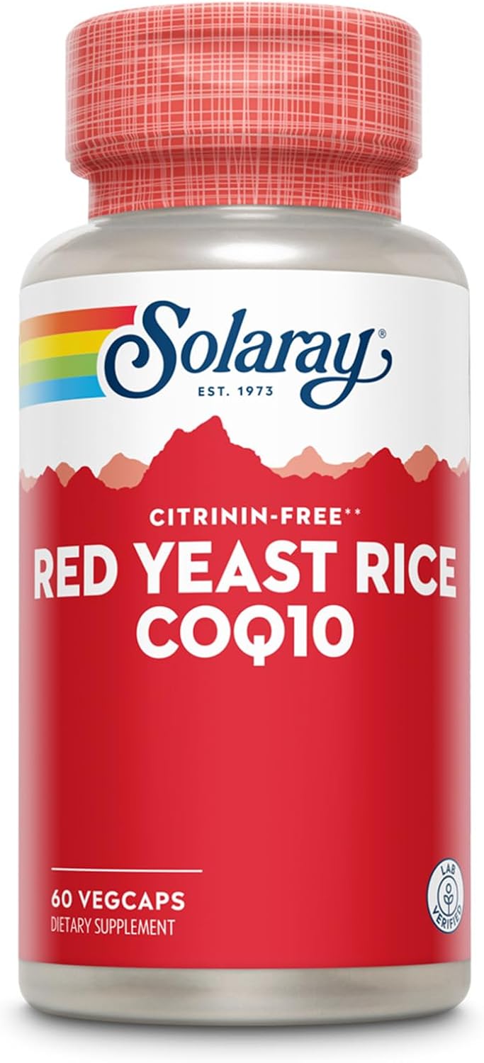 SOLARAY Red Yeast Rice Plus CoQ-10 &amp; No-Flush Niacin Vitamin B-3, Healthy Heart &amp; Cardiovascular Support, Non-Irradiated &amp; Citrinin Free, 60 Day Money Back Guarantee, 60 Servings, 60 VegCaps