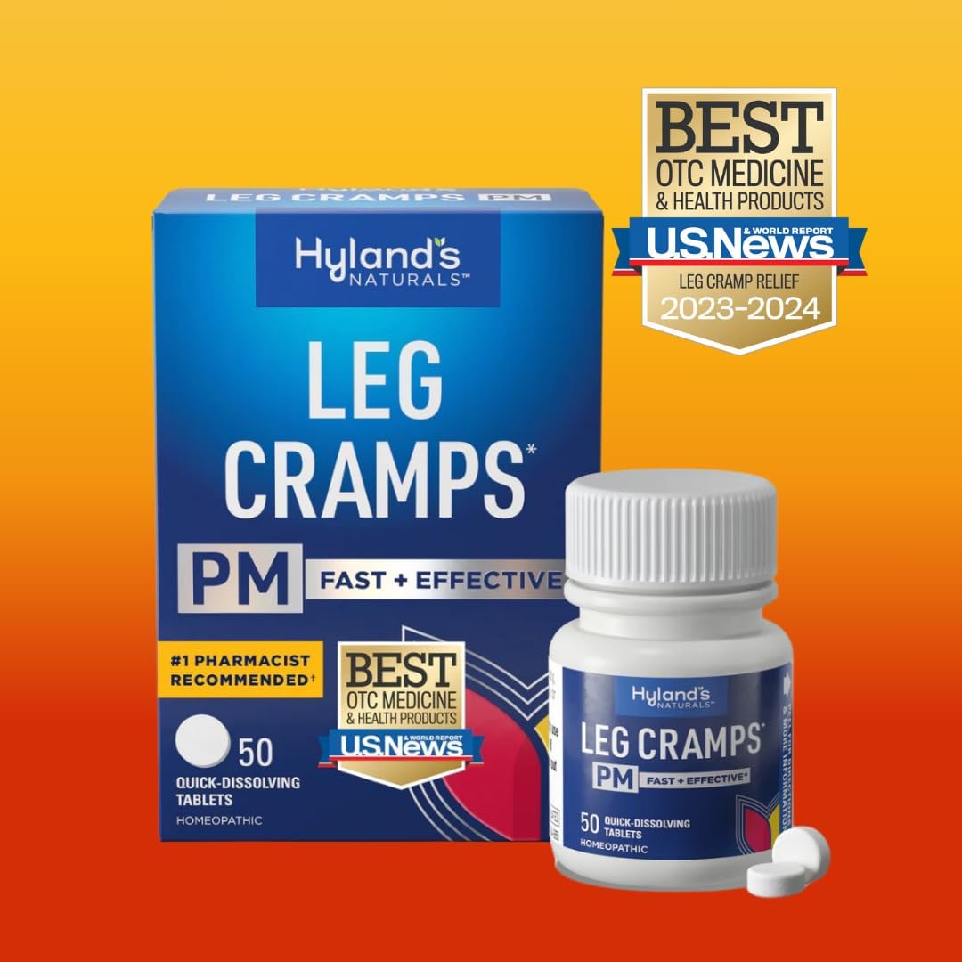 Hyland&#39;s, Leg Cramps PM Tablets, Nighttime Formula, Natural Relief of Calf, Foot and Leg Cramps at Night, Quick Dissolving Tablets, 50 Count