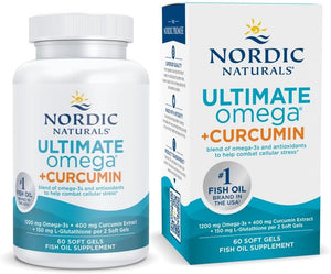 Nordic Naturals Omega Curcumin, Lemon - 60 Soft Gels - 1200 mg Omega-3 + 400 mg Optimized Curcumin - Combats Cellular Stress - Non-GMO - 30 Servings