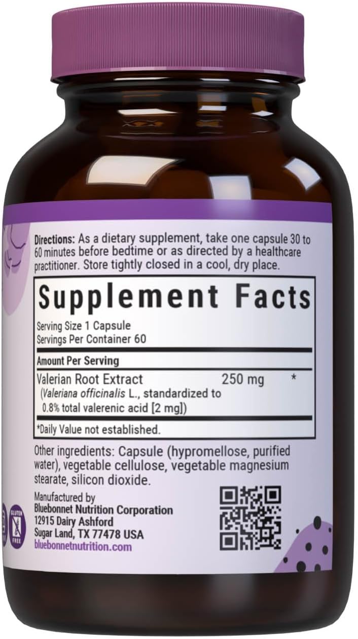 BlueBonnet Nutrition Valerian Root Extract, 60 Vegetable Capsules