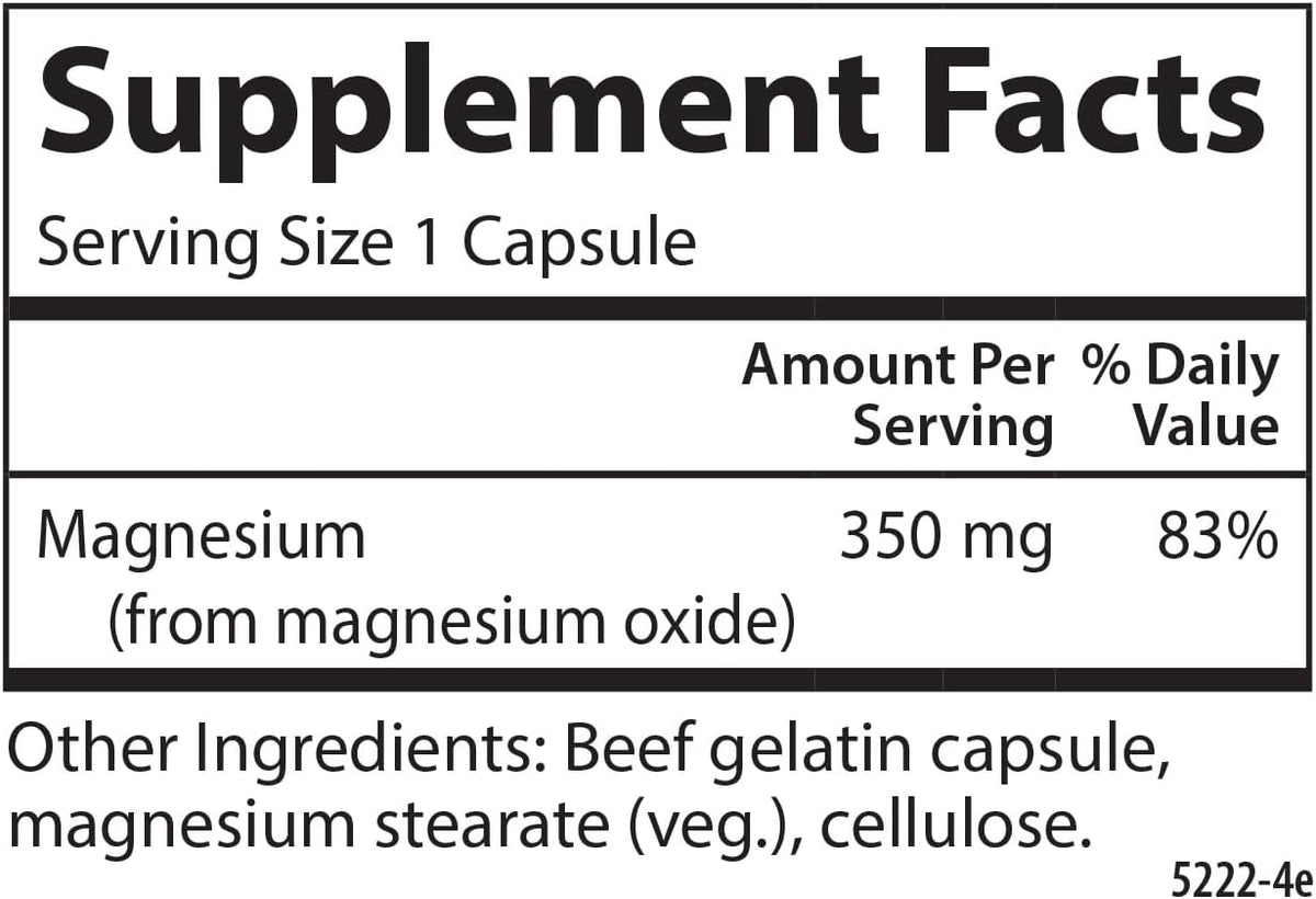 Carlson - Magnesium, 350 mg, Cardiovascular Support, Muscle Function &amp; Nerve Health, 180 capsules