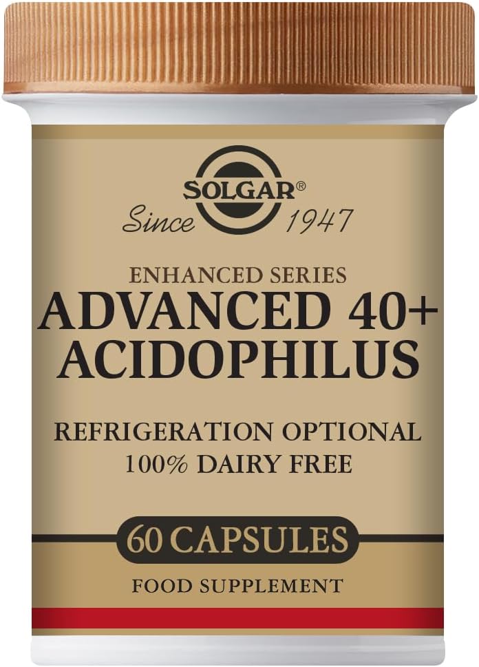 Solgar Advanced 40+ Acidophilus, 120 Vegetable Capsules - Supports Healthy Intestinal Flora - 1.5 Billion Microorganisms Per Serving - Gluten, Dairy, Lactose &amp; Milk Free - Vegetarian - 120 Servings
