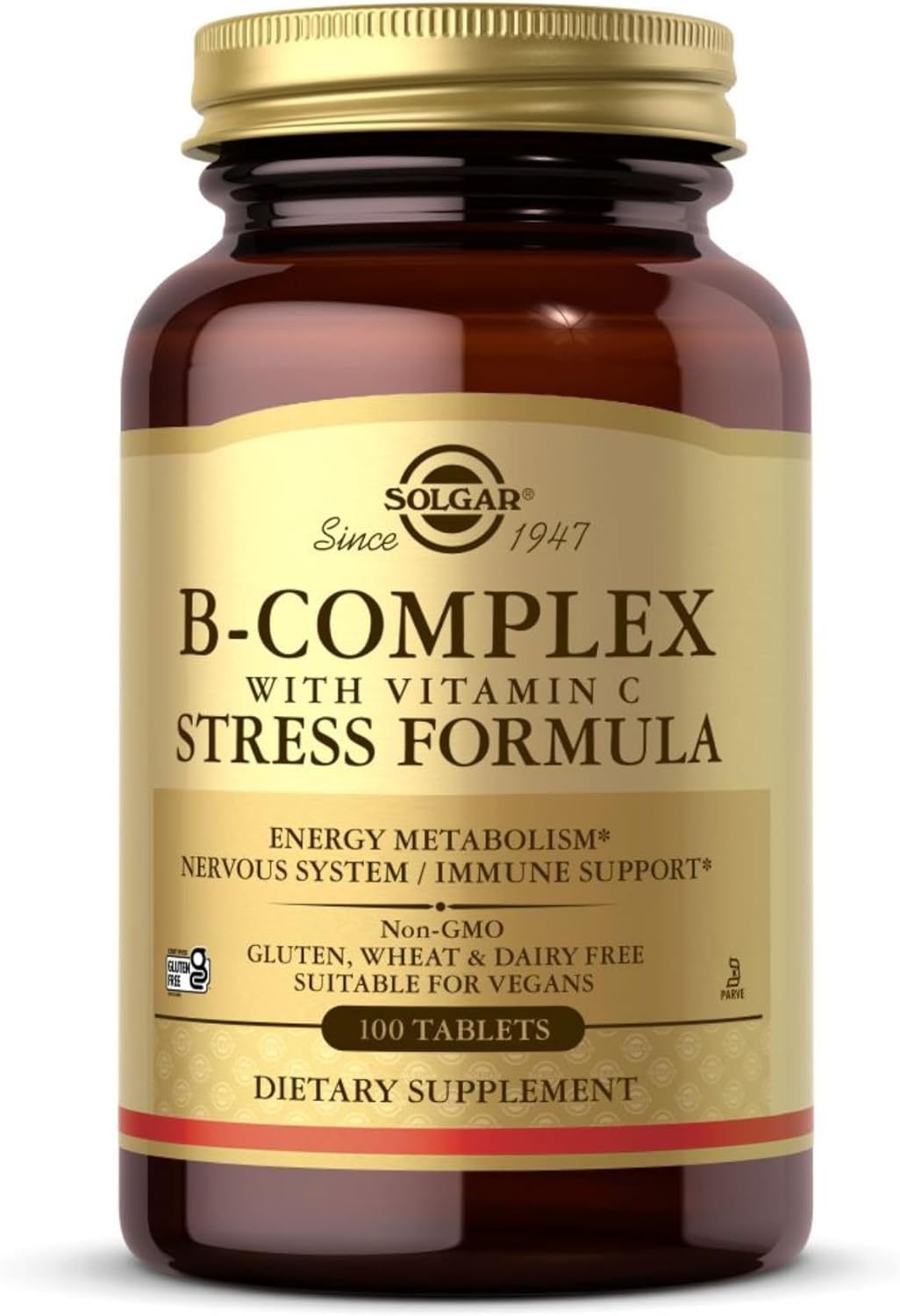 Solgar B-Complex with Vitamin C - 100 Tablets - Non-GMO, Vegan, Kosher &amp; Gluten Free - 50 Servings