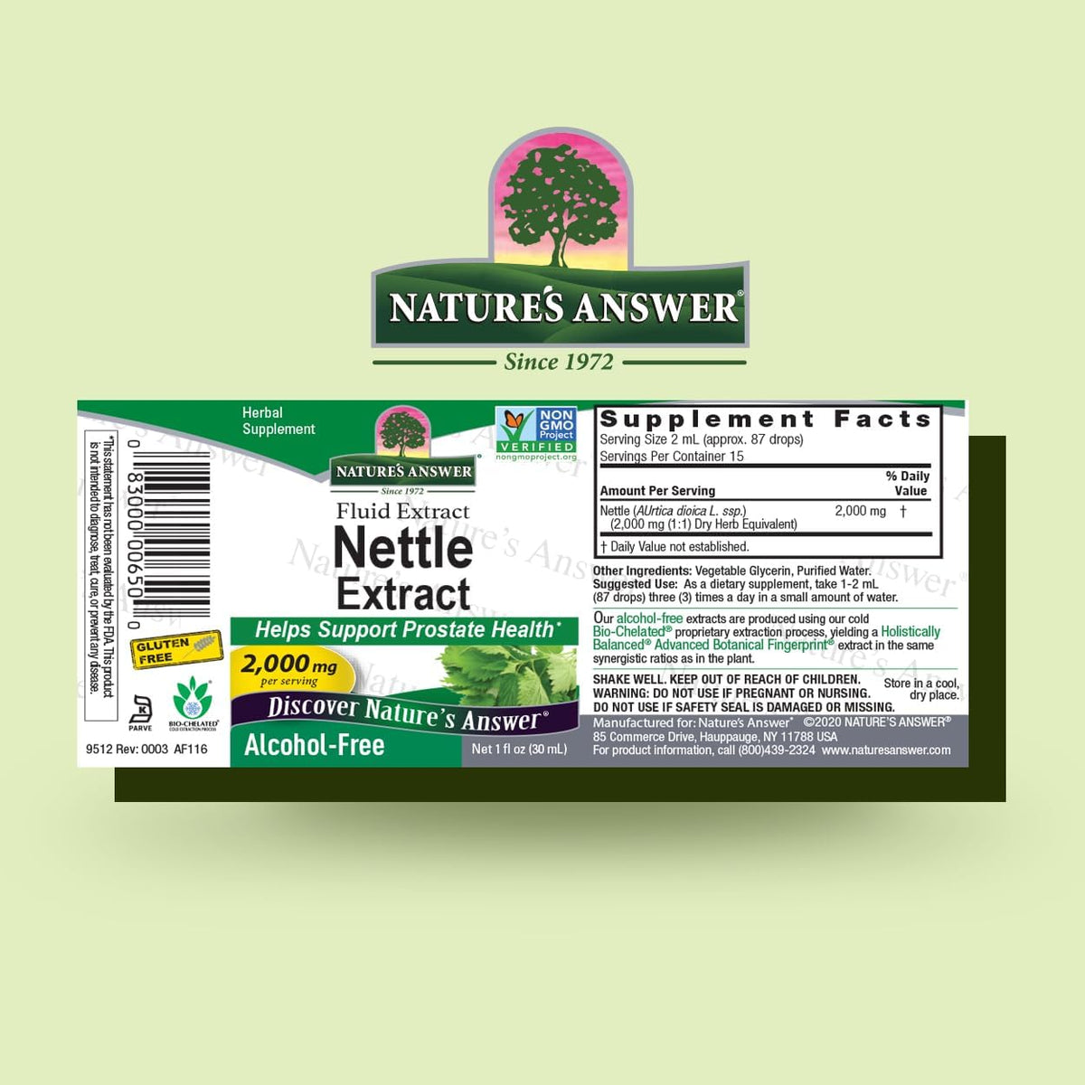 Nature&#39;s Answer Nettle Extract 1 Ounce – Gluten Free, Non-GMO, Alcohol-Free, Kosher, Supports Prostate Function &amp; Male Wellness – Made in The USA, Functional for Nettle Tea