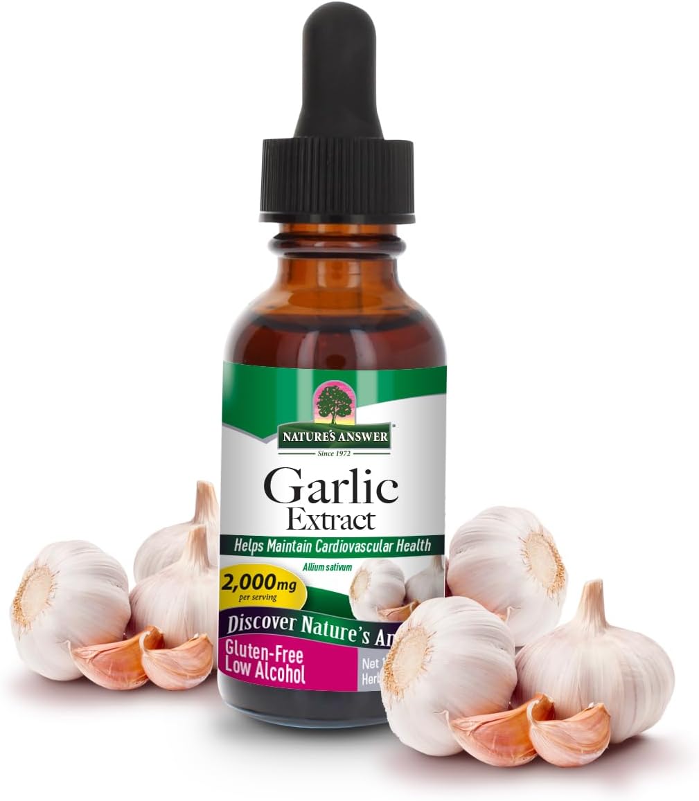 Nature&#39;s Answer Garlic 1oz Extract | Promotes Overall Well-Being | Made with Low Organic Alcohol | Gluten-Free, Non-GMO &amp; Kosher Certified