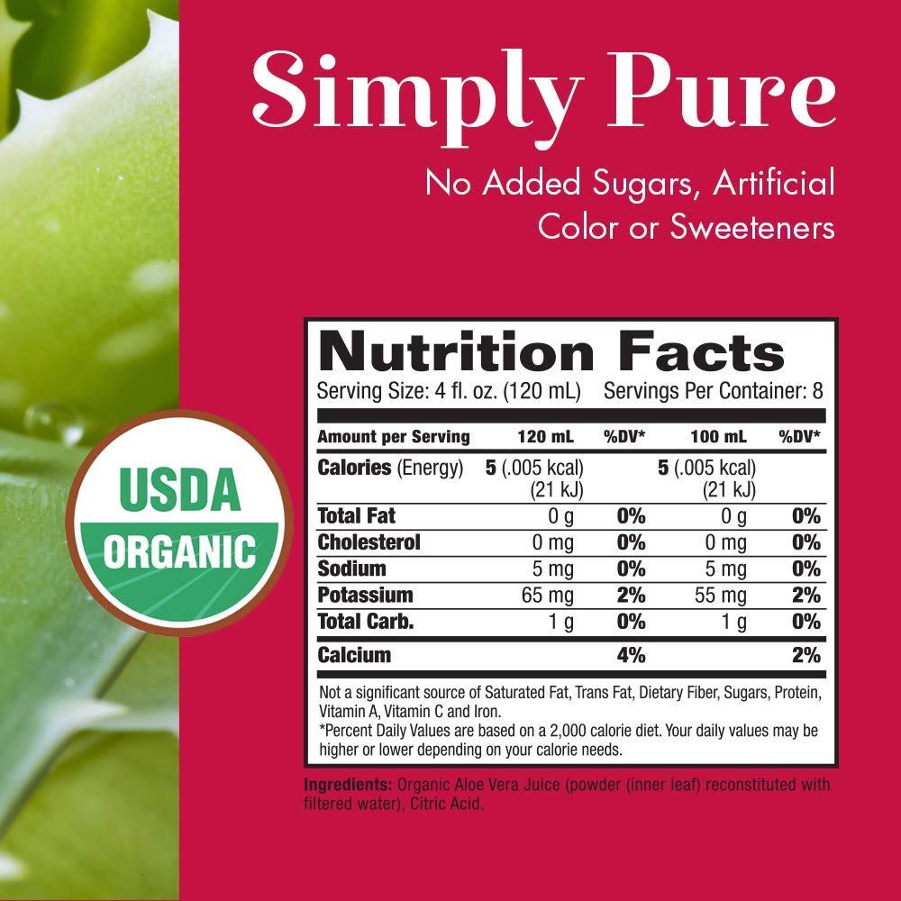 Dynamic Health Organic Aloe Vera Juice, No Additives, Digestive Support, Antioxidant Supplement, Vegan, Gluten Free, Non-GMO, 32 Fl oz