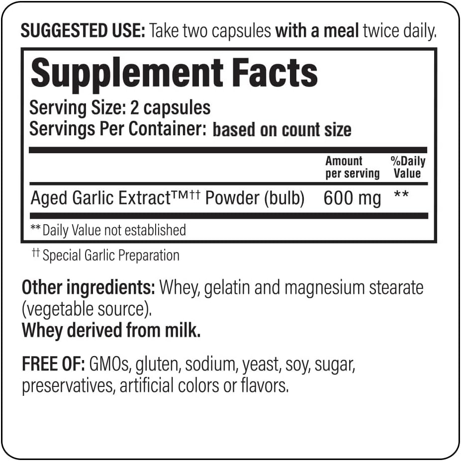 Kyolic Aged Garlic Extract Formula 100, Original Cardiovascular, 200 Capsules