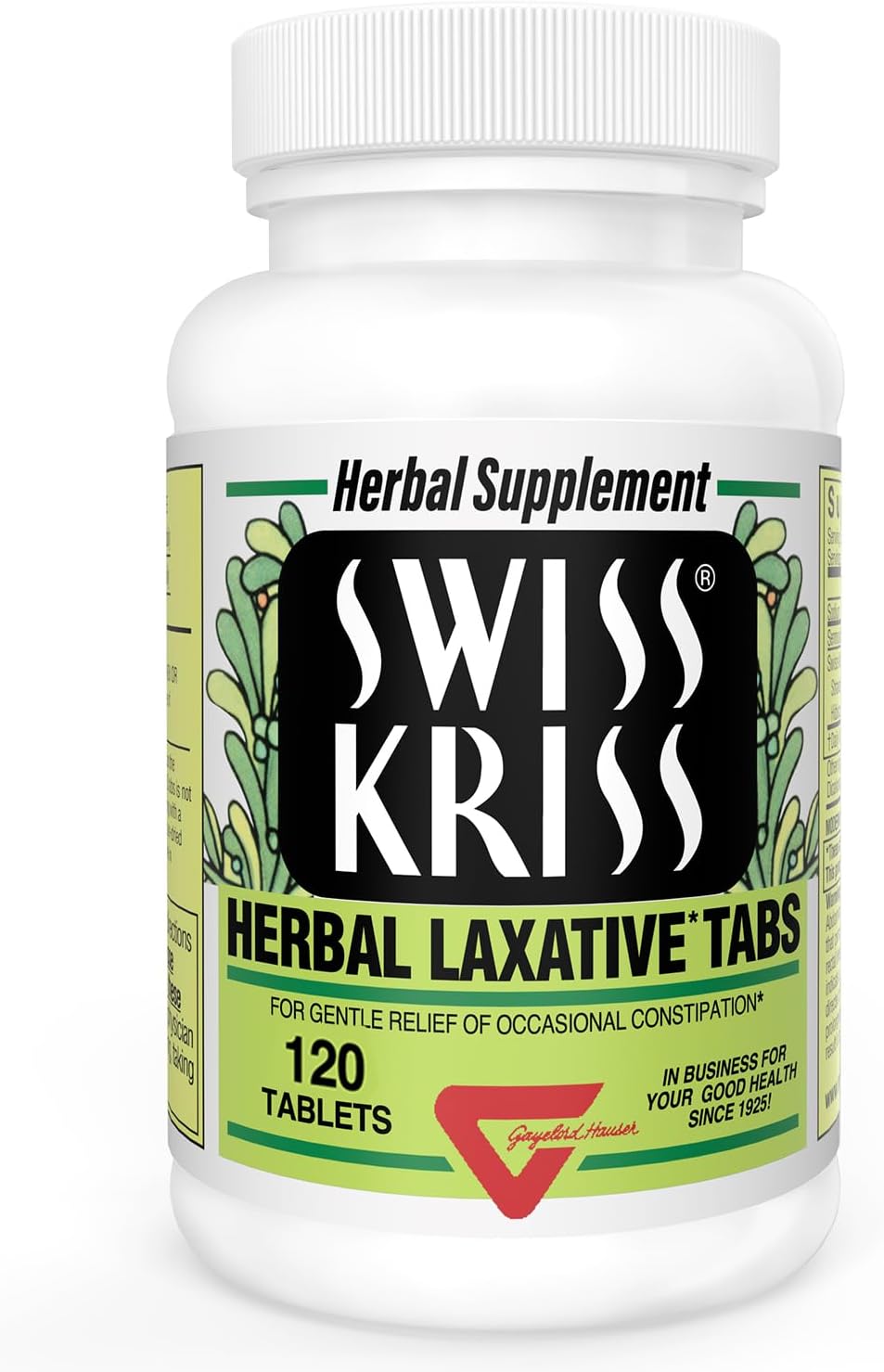 Swiss Kriss Herbal Laxative Tablets, Gentle &amp; Natural Laxatives for Constipation Relief for Adults &amp; Children Over Age 6, Works in 6-12 Hours, Senna Laxative, 120 Tablets Total
