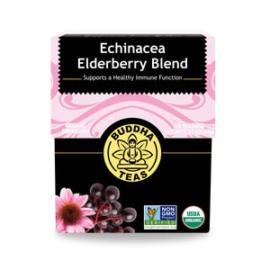 Buddha Teas - Organic Echinacea Elderberry Blend - Herbal Tea - For Health & Wellbeing - With Antioxidants & Minerals - Clean Ingredients - No Caffeine - OU Kosher & Non-GMO - 18 Tea Bags