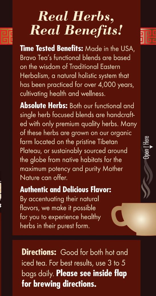 Bravo Tea Lion&#39;s Mane Mushroom Herbal Tea Caffeine Free, 20 tea bags, 1 count