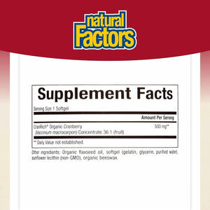 CranRich by Natural Factors, Super Strength Cranberry Concentrate, Antioxidant Supplement for Urinary Tract Support, Non-GMO, 90 softgels (90 servings)