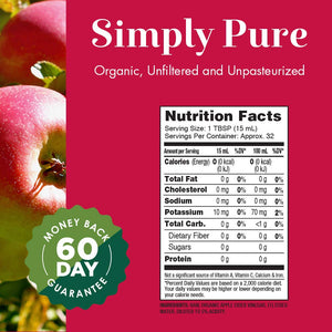 Dynamic Health Certified Organic Raw Apple Cider Vinegar with Mother | Unfiltered, Unpasteurized | 16 FL OZ