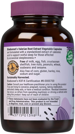 BlueBonnet Nutrition Valerian Root Extract, 60 Vegetable Capsules