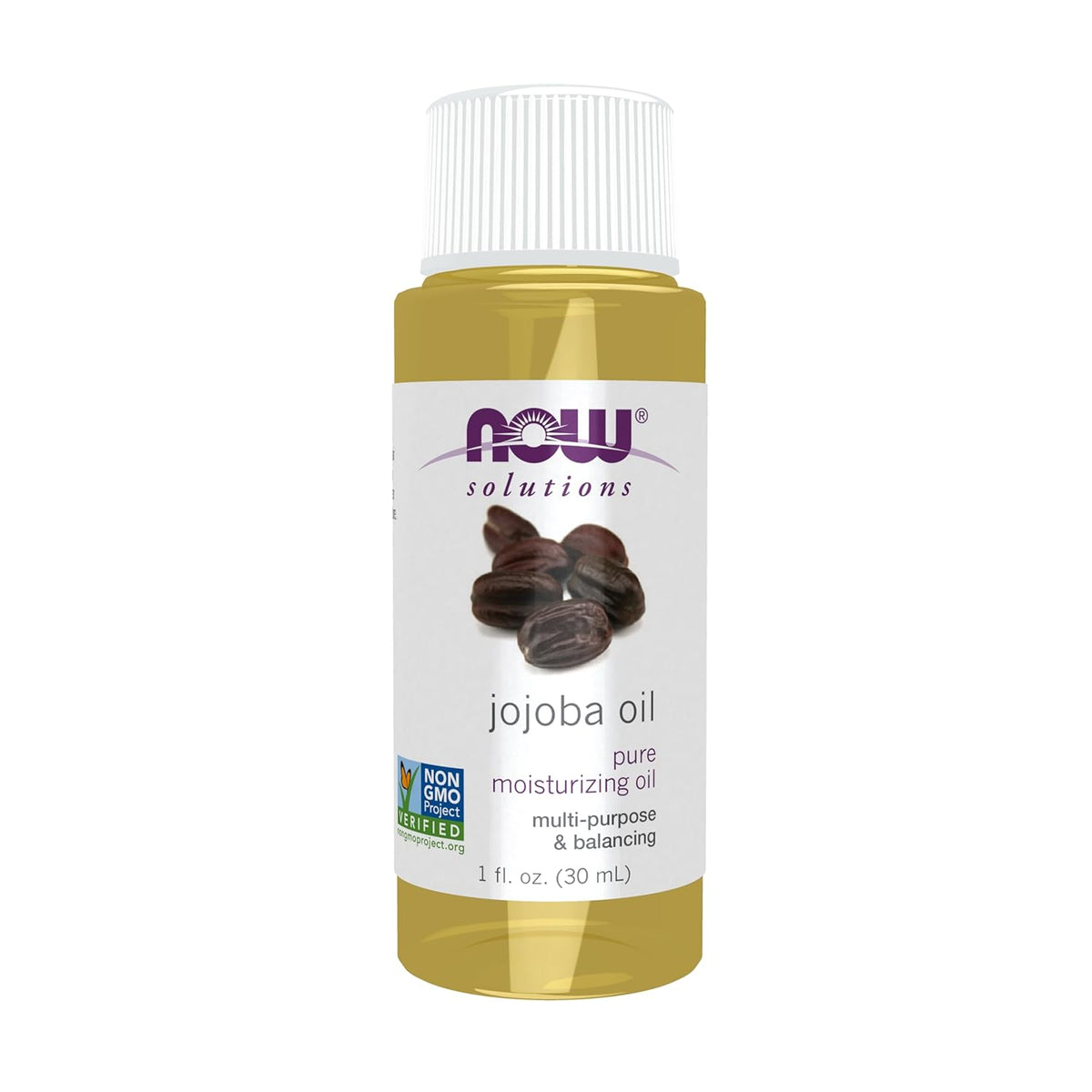 NOW Foods Solutions, Jojoba Oil, 100% Pure Moisturizing, Multi-Purpose Oil for Face, Hair and Body, 1-Ounce