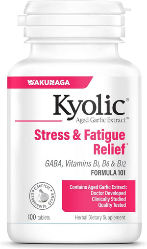 Kyolic Aged Garlic Extract Formula 101, Stress and Fatigue Relief, 100 Tablets