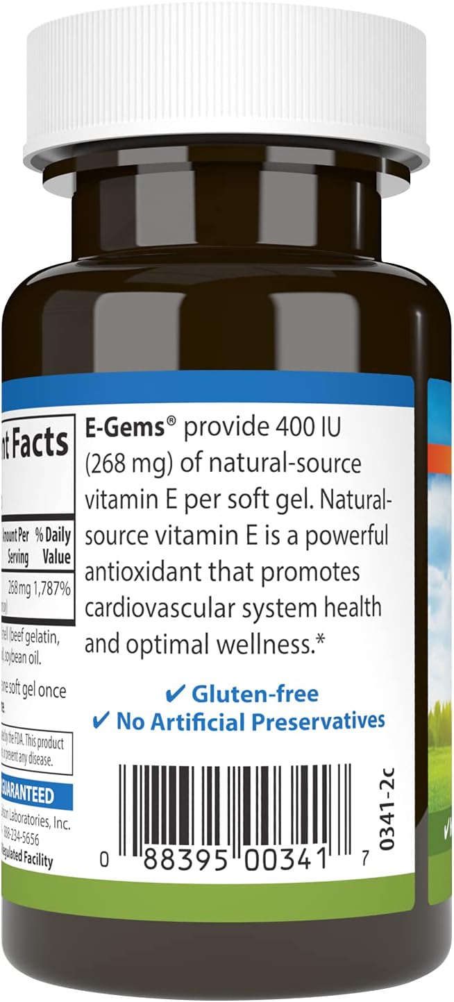 Carlson Labs E-Gems Natural Vitamin E, 400 IU, 60 Softgels