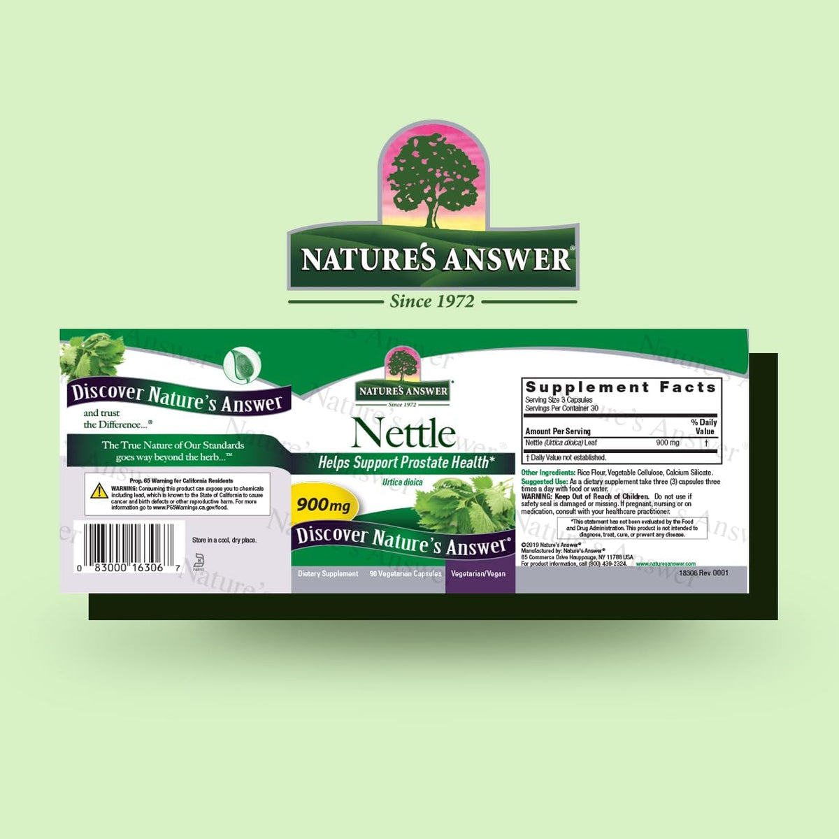 Nature&#39;s Answer Nettle Leaf Vegan Capsules 90 Count | Prostate Support | Natural Energy | Immune Support | Daily Supplement
