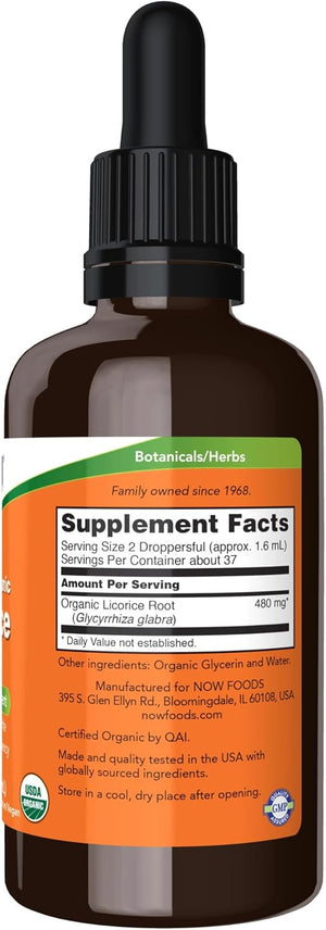 NOW Foods Supplements, Certified Organic Licorice Root 2 fl. oz