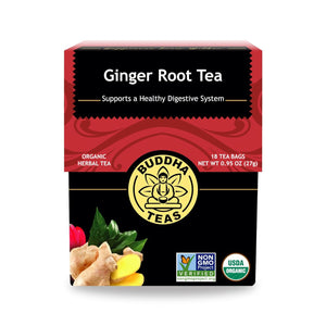 Buddha Teas - Organic Ginger Root Tea - Herbal Tea - For Health & Wellbeing - With Antioxidants & Minerals - Clean Ingredients - Caffeine Free - OU Kosher & Non-GMO - 18 Tea Bags