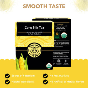 Buddha Teas - Organic Corn Silk Tea - Herbal Tea - For Health & Wellbeing - With Antioxidants & Minerals - Clean Ingredients - Caffeine Free - OU Kosher & Non-GMO - 18 Tea Bags