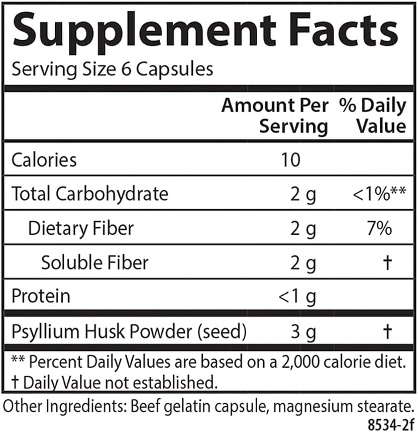 Carlson - Hi-Fiber, 3 g, Psyllium Husk Capsules, Regularity, Colon Health &amp; Heart Function, 100 Capsules