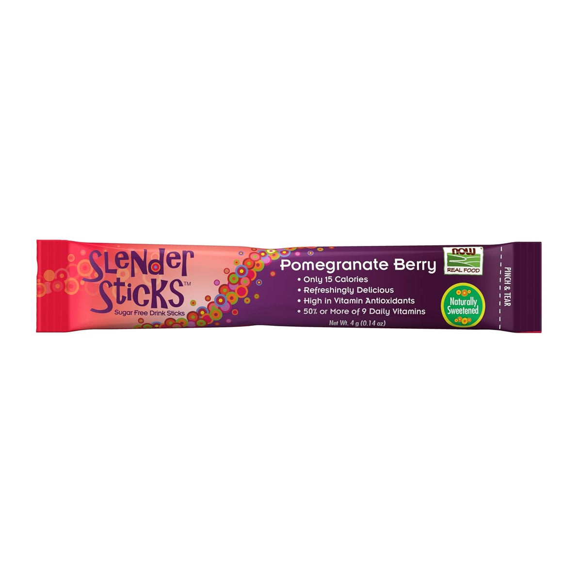 NOW Foods, Slender Sticks, Pomegranate Berry, 15 Calories Per Stick, Refreshingly Delicious, with Antioxidant Vitamins A,C, E, 12/Box