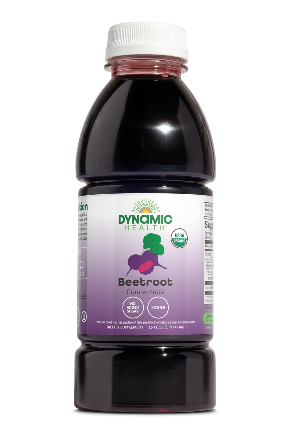 Dynamic Health Certified Organic Beetroot Juice Concentrate, No Added Sugar, Artificial Colors, Preservatives, BPA-Free, Gluten-Free, 16 oz