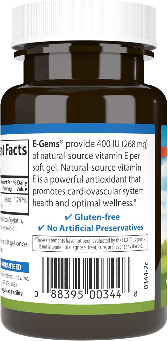 Carlson- E-Gems, 400 IU (268 mg), Heart Health &amp; Optimal Wellness, Antioxidant, 90 soft gels