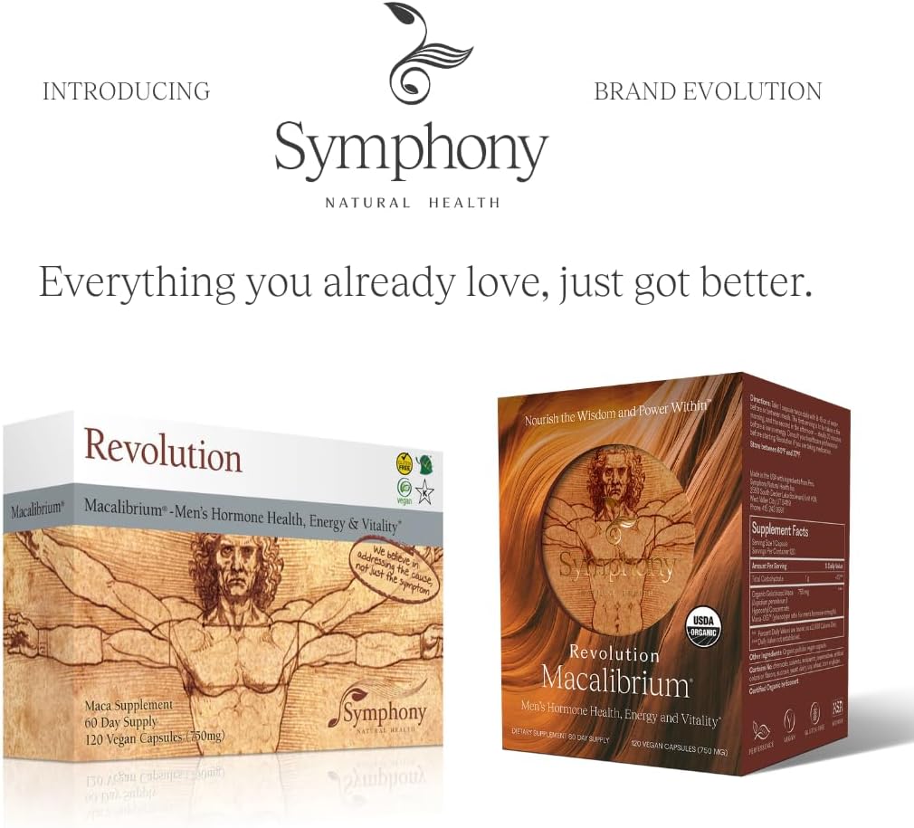 Revolution Macalibrium - Natural Concentrated Gelatinized Maca Supplement to Support Men&#39;s Hormone Health, Energy, Strength, Power, and Reproductive Health -120 Vegan Capsules (60 Day Supply)