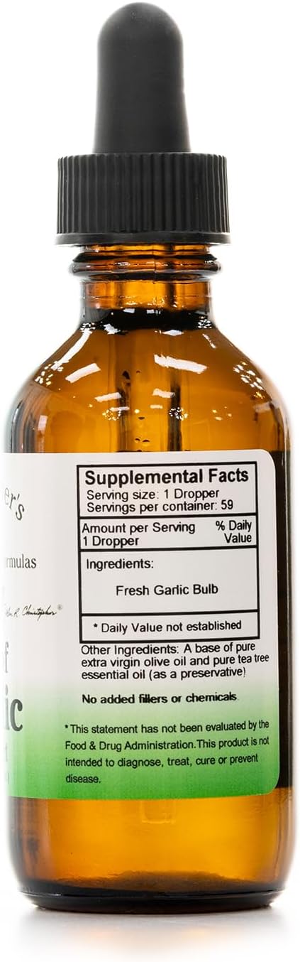 Christopher&#39;s Original Formulas Oil of Garlic Extract 2 Ounces - Pack of 1 - Premium Herbal Supplement - Cold-Pressed &amp; Pure Liquid Garlic Oil | Versatile Use