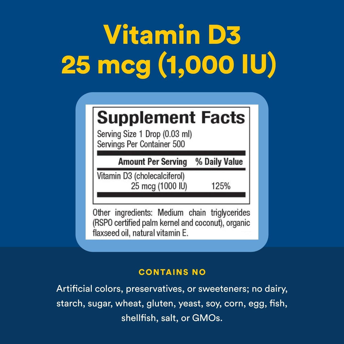 Natural Factors, Vitamin D3 Drops 1000 IU, Supports Strong Bones, Teeth and Immune Function with Flaxseed, Palm and Coconut Oils, 0.5 fl oz