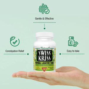 Swiss Kriss Herbal Laxative Tablets, Gentle & Natural Laxatives for Constipation Relief for Adults & Children Over Age 6, Works in 6-12 Hours, Senna Laxative, 120 Tablets Total