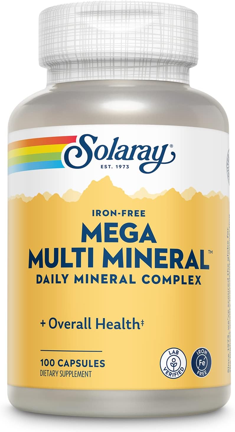 Solaray Mega Multi Mineral No Iron, Vitamin Capsules (076280045147) (100 Capsules, 25 Servings)
