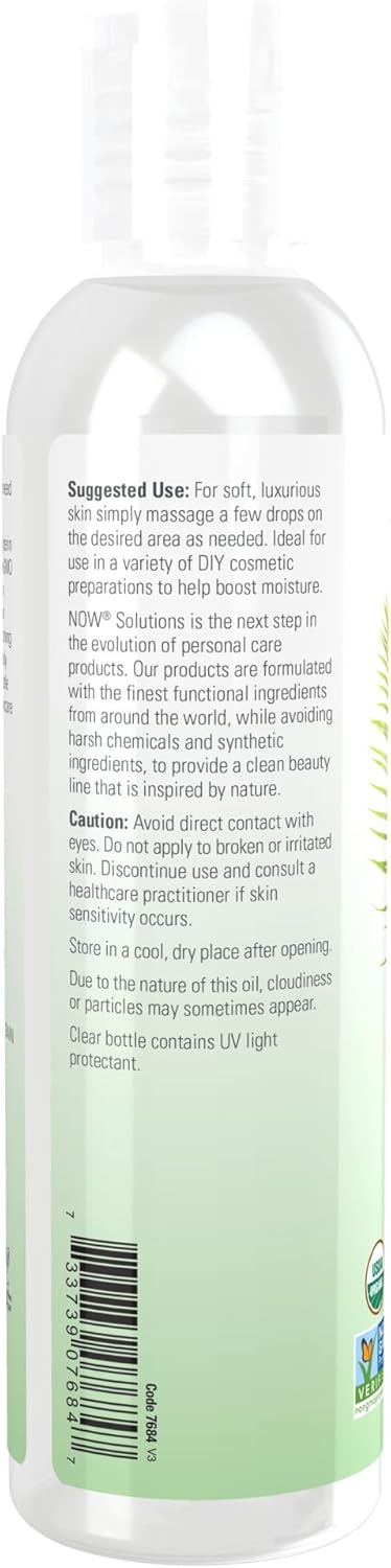 NOW Foods Solutions, Organic Vegetable Glycerin Oil, 100% Pure, Softening and Moisturizing Multi-Purpose Skin Care, 8-Ounce