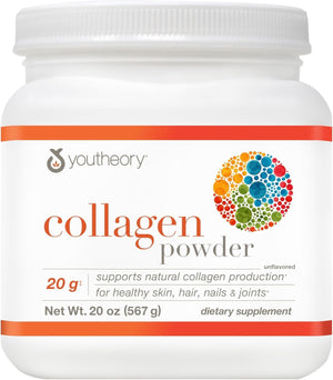 Youtheory Collagen Powder - Premium Collagen Supplement with Vitamin C & Biotin - Healthy Hair, Skin, Nails & Joints - Hydrolyzed & Highly Absorbable - Dairy, Soy & Gluten Free - Unflavored - 20 oz