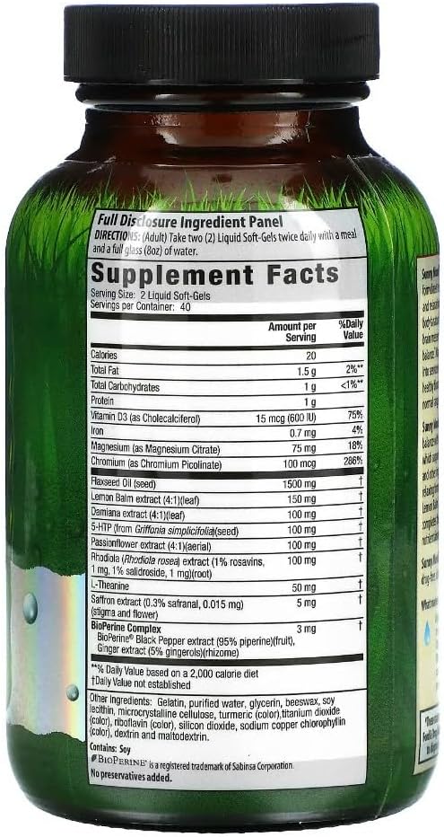 Irwin Naturals Sunny Mood with 5-HTP - 80 Liquid Soft-Gels - Supports Emotional Well-Being &amp; Relaxation - 40 Servings