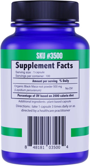 The Food Movement Co. Black Maca 500mg 60 Capsules - Organic, Non-GMO, Vegan, Gluten Free- Black Maca Root Supplement for Whole Body Wellness