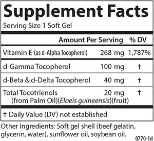 Carlson - E-Gems Elite, 400 IU Vitamin E with Tocopherols & Tocotrienols, Heart Health & Optimal Wellness, Antioxidant, 60 soft gels