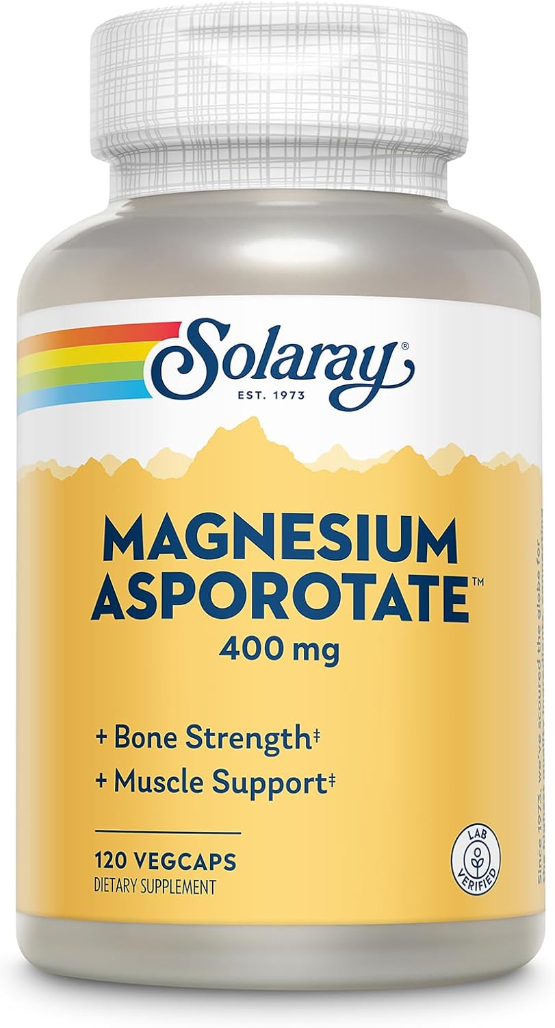 Solaray Magnesium Asporotate 400 mg, Aspartate, Orotate &amp; Citrate Complex, Healthy Heart, Muscle, Nerve &amp; Circulatory Function Support 180ct (60 Servings, 120 VegCaps)