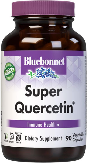 Bluebonnet BB-553 Nutrition Super Quercetin Vegetable Capsules, Vitamin C Formula, Best for Seasonal & Immune Support, Non GMO, Gluten Free, Soy Free, Milk Free, Kosher, White, 90 Count