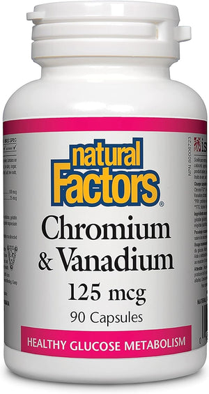 Natural Factors, Chromium & Vanadium 125 mcg, Supports Healthy Metabolism, 90 capsules