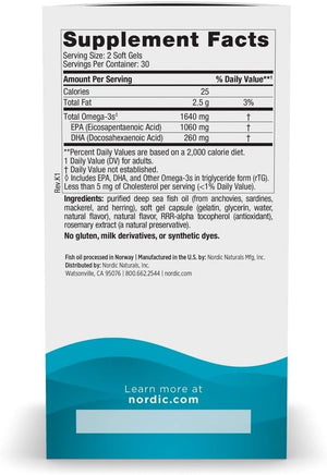 Nordic Naturals EPA Xtra, Lemon - 60 Soft Gels - 1640 mg Omega-3 - High-Intensity EPA Formula for Positive Mood, Heart Health & Healthy Immunity - Non-GMO - 30 Servings