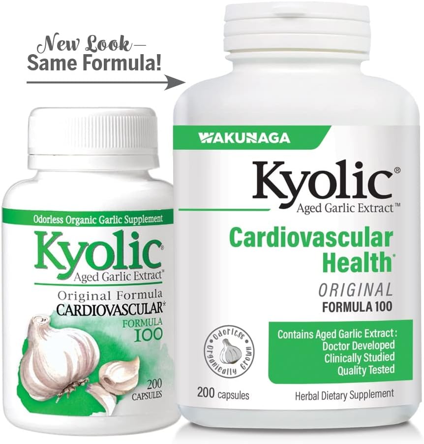 Kyolic Aged Garlic Extract Formula 100, Original Cardiovascular, 200 Capsules