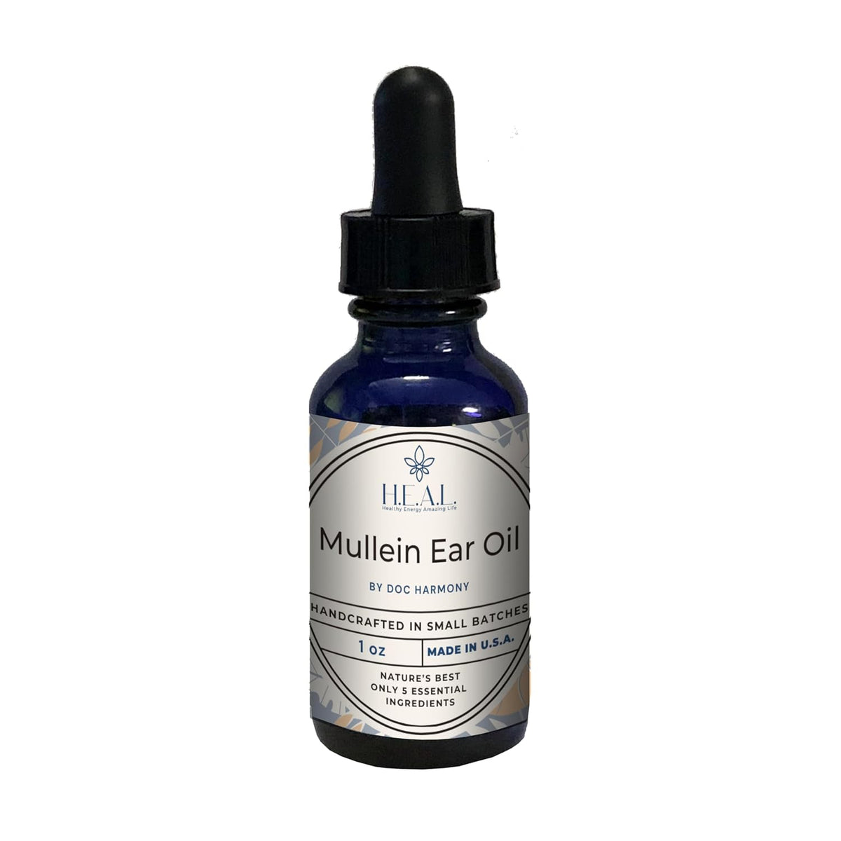 H.E.A.L. Mullein Ear Oil 1oz - Natural Blend with Mullein, Calendula, Lemon, Grapeseed, and Vitamin E Oils for Gentle Ear Care