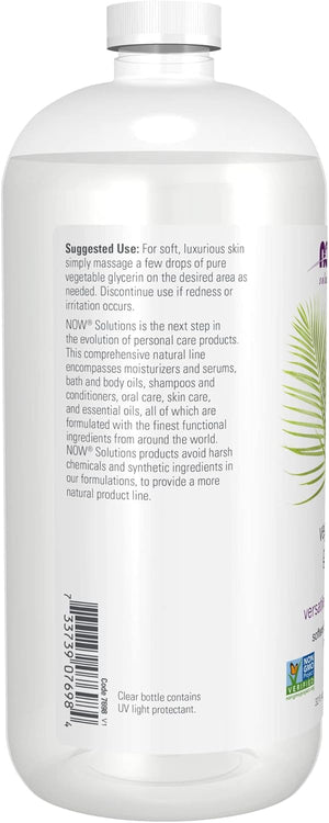 NOW Foods Solutions, Vegetable Glycerin, 100% Pure, Versatile Skin Care, Softening and Moisturizing, 32-Ounce